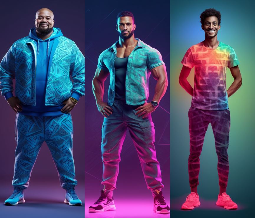 Coach sportifs avec différentes morphologies : plus-size, musclé, mince